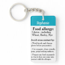Säker påminnelse om Gluten Allergy Alert Keychain 