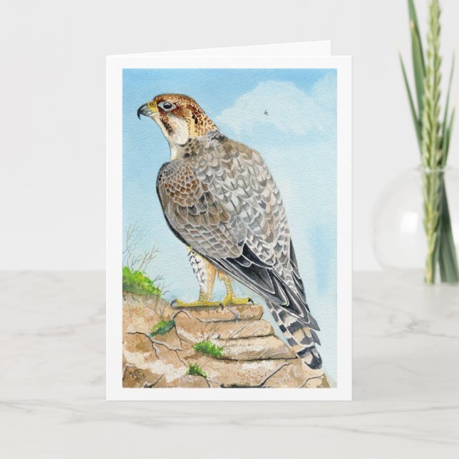 Saker Peregrine Falcon Birthday Card Kort (Framsida)