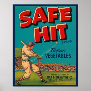 Säker Slå Texas Vegetables Låda-etikett Poster