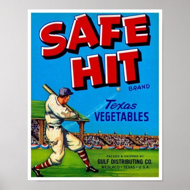 Säker Slå Vintage Lable Art Poster (Framsidan)