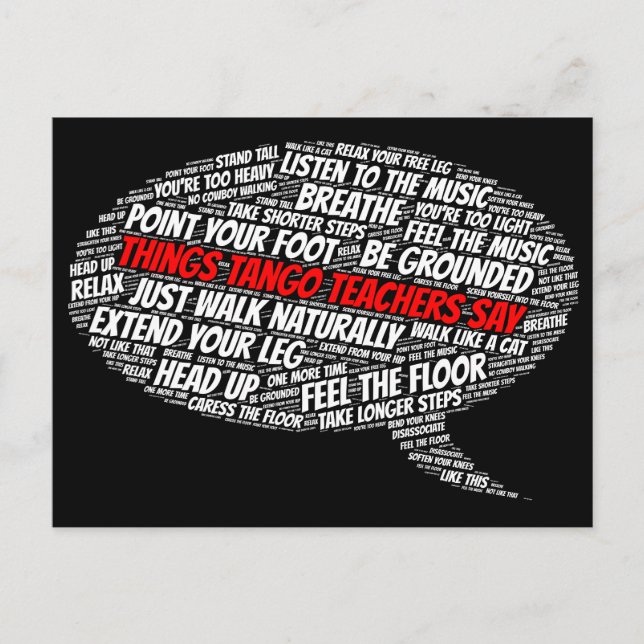 Saker tangolärare säger argentinsk tango-konst vykort (Framsida)