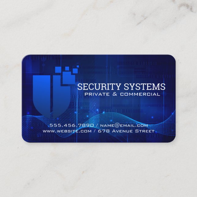 Säkerhet Cyber Shield Logotyp | Tech Systems Visitkort (Framsida)
