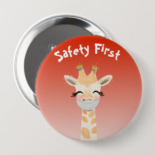 Säkerhet Före Giraff Djur Söt Knapp