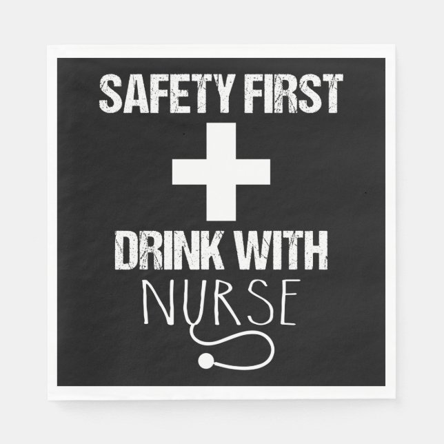 Säkerhet först Drick med sjuksköterska Pappersservett (Framsidan)