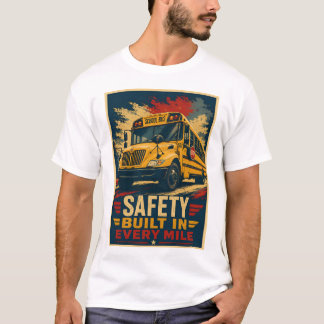 Säkerhet Inbyggd i Varje Mil Skolbussförare Vinta T Shirt