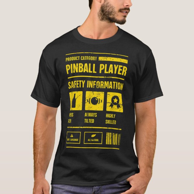 Säkerhet - Lustigt Pinball Maskin-uppsamling T Shirt (Framsida)