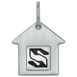 Säkerhet och stödjande hand Bokstav S Monogram ID-bricka Husdjur