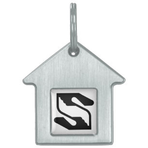 Säkerhet och stödjande hand Bokstav S Monogram ID-bricka Husdjur