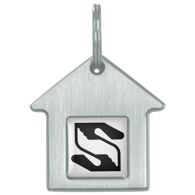 Säkerhet och stödjande hand Bokstav S Monogram ID-bricka Husdjur (Framsidan)