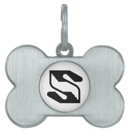 Säkerhet och stödjande hand bokstav S monogram ID-bricka Husdjur