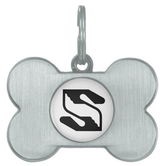 Säkerhet och stödjande hand bokstav S monogram ID-bricka Husdjur (Framsidan)