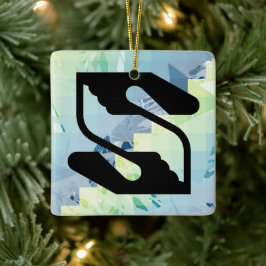 Säkerhet och stödjande hand Bokstav S Monogram Julgransprydnad Keramik