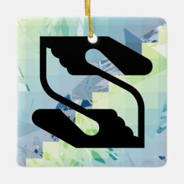 Säkerhet och stödjande hand Bokstav S Monogram Julgransprydnad Keramik