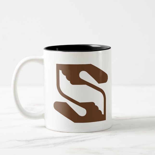 Säkerhet och stödjande hand bokstav S monogram Två-Tonad Mugg (Vänster)