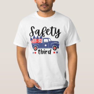 Säkerhet Tredje 4 juli Fireworks Patriotic T-Shi T Shirt