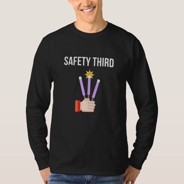 Säkerhet tredje fyrverkeriet fjärde juli t shirt (Framsida)