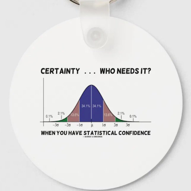 Säkerhet ... Vem behöver det? När du har statistik Nyckelring (Bell curve humor keychain for anyone with statistical confidence!)
