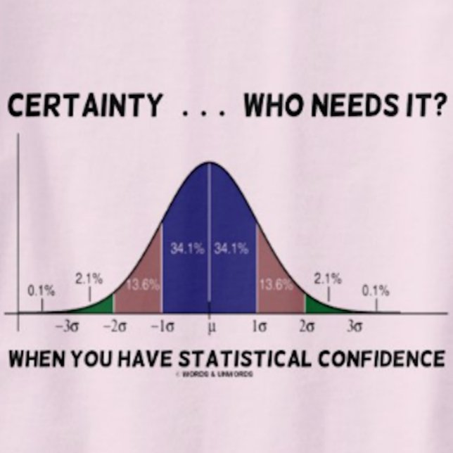 Säkerhet ... Vem behöver det? När du har statistik T Shirt (Funny bell curve stats humor saying for anyone who does not need certainty in our uncertain world!)