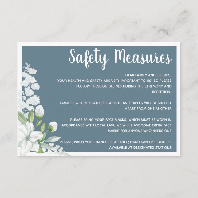 Säkerhetsåtgärder för romska vita blommor i bröllo tilläggskort (Framsida)