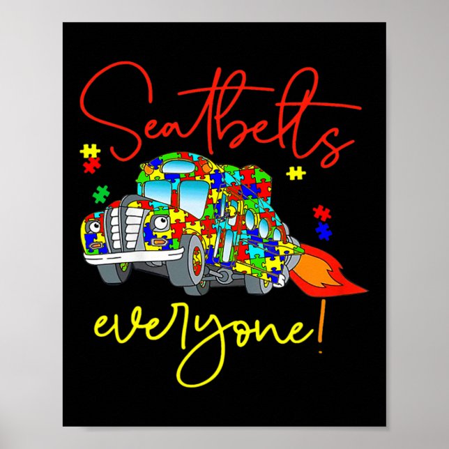 Säkerhetsbälten Alla Autism Awareness Magic School Poster (Framsidan)