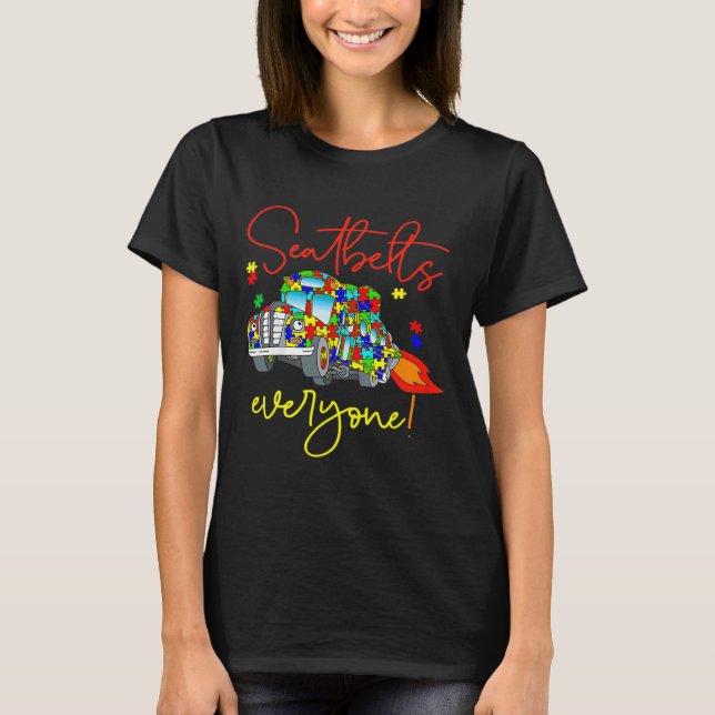 Säkerhetsbälten Alla Autism Awareness Magic School T Shirt (Framsida)