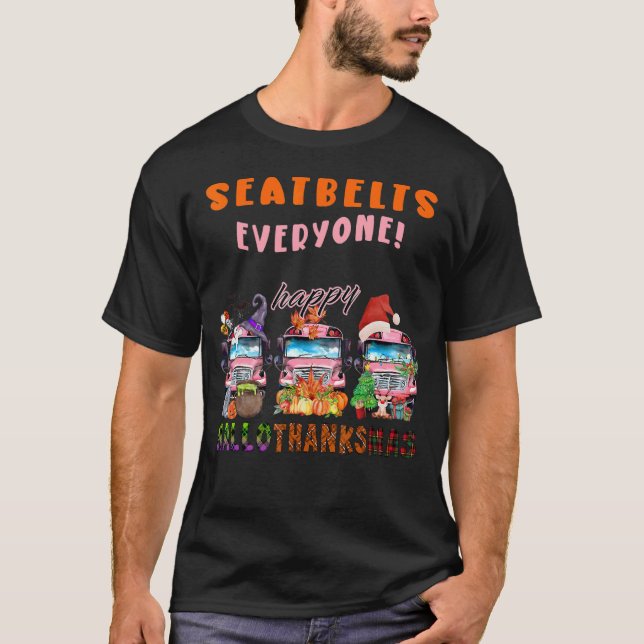 Säkerhetsbälten Alla Lycklig Hallothanksmas Buss M T Shirt (Framsida)