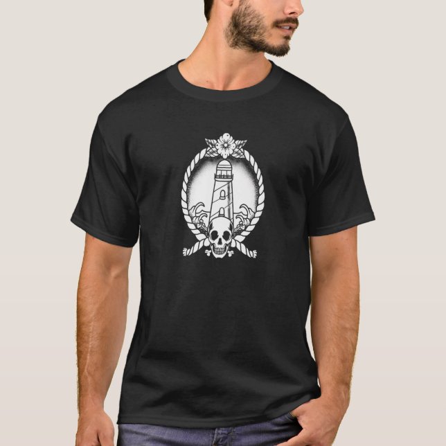 Säkerhetsfyr Skull Coast  Strand Fyr T Shirt (Framsida)