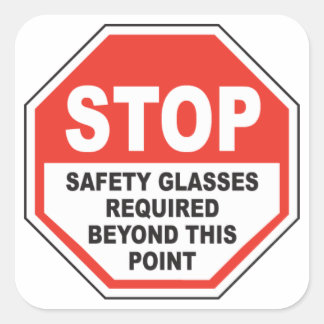Säkerhetsglas krävs fyrkantigt klistermärke