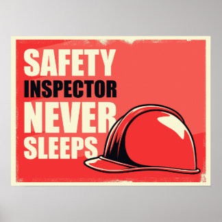 Säkerhetsinspektör sover aldrig Retro Poster