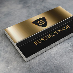 Säkerhetskontrollen Guld Shield Monogram Modern Visitkort