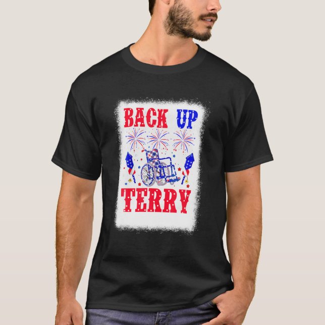 Säkerhetskopiera Terry 4 juli USA flagga T Shirt (Framsida)