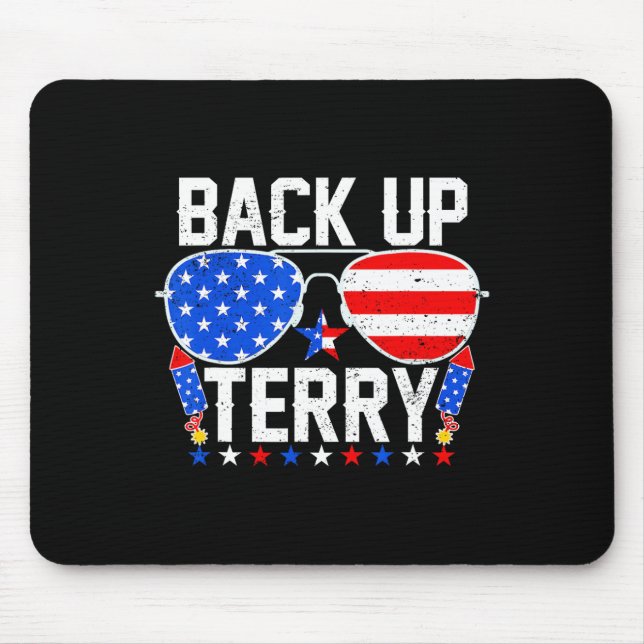Säkerhetskopiera Terry Funny 4:e juli USA Flagga P Musmatta (Framsidan)