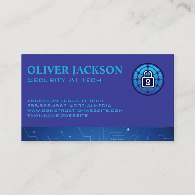 Säkerhetslås | Tech Hårdvara Mjukvara Visitkort (Framsida)