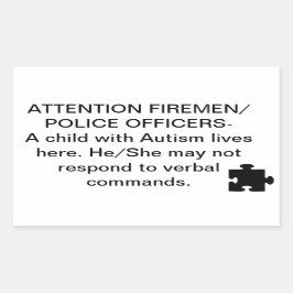 Säkerhetsmärkning för autism vid brand/Akut Rektangulärt Klistermärke