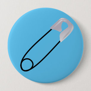 Säkerhetsnål på blåttbakgrund knapp