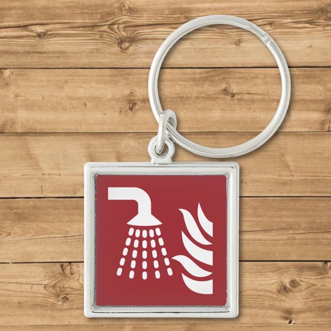 Säkerhetsskylt för vatten Fog Applicator Fyrkantig Silverfärgad Nyckelring (Skapare uppladdad)