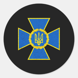 Säkerhetstjänsten i Ukraina Emblem Sbu Flagga Ukr Runt Klistermärke