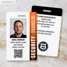 Säkerhetsvakts ID Anpassad Foto Orange