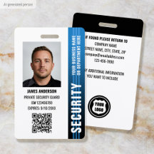 Säkerhetsvakts ID-foto Blå