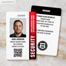 Säkerhetsvakts ID-foto Rött
