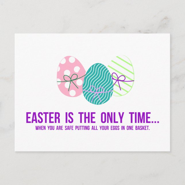 Säkert att lägga ägg i ett Basket Vykort (Framsida)