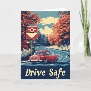 Säkert Körande Retro Bil Helgkort