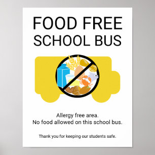 Säkert område för livsmedelsfria skolor Buss Aller Poster