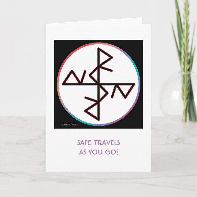 Säkert resande- och balanseringskort för bindrune- tack kort (Framsida)