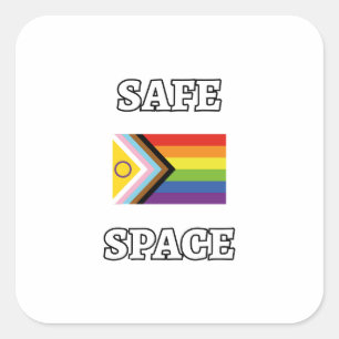Säkert utrymme HBTQ Gay Pride Ally Flagga Fyrkantigt Klistermärke
