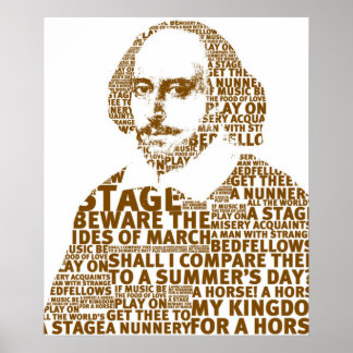 Sakespeare-textdesign brun poster