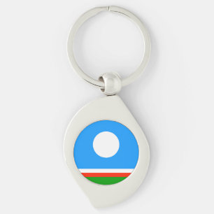 Sakha flagga swirl silverfärgad nyckelring