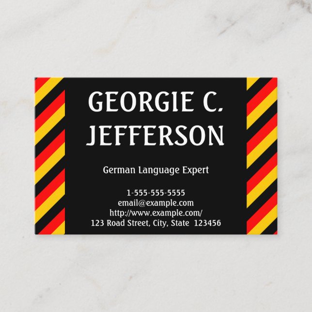 Sakkunnig visitkort för tyskt språk (Framsida)