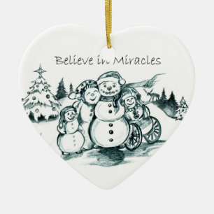 Sakkunniga behöver prydnaden för snögubbefamiljjul julgransprydnad keramik