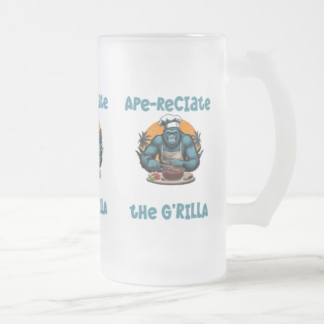 Sakna Inte G'rilla Master BBQ Grillare Rolig Puns Frostat Ölglas (Höger)